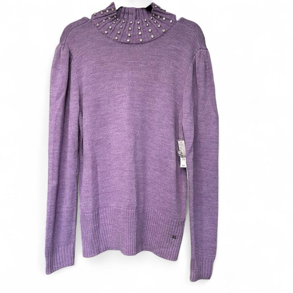 New York & Company Lavender Knit Sweater with Decorative Studs